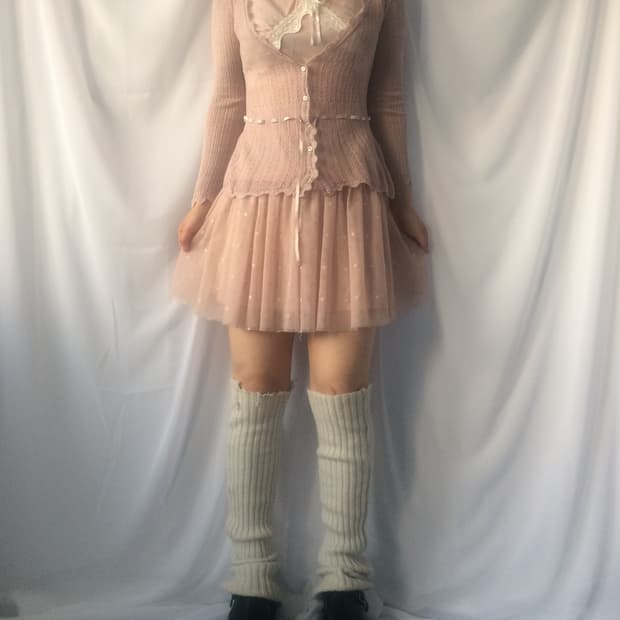 Frill knit caridgan