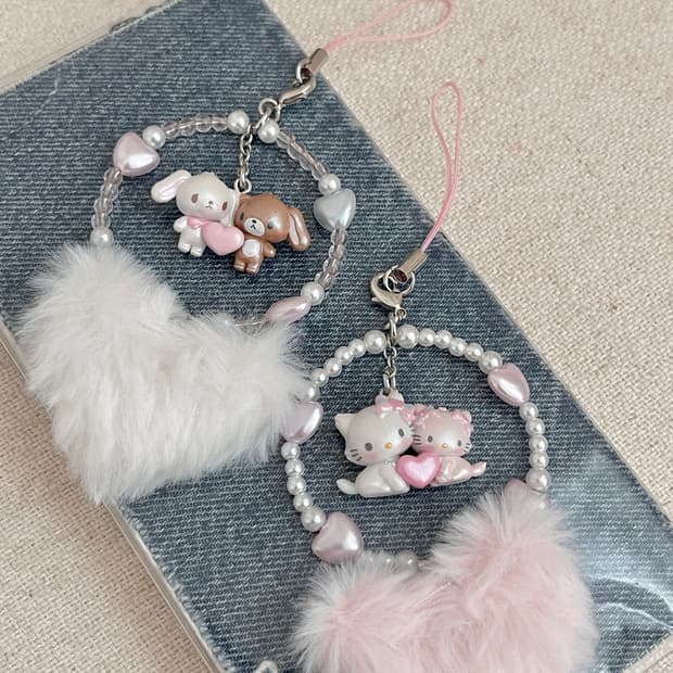 산리오 새상품 후와후와하트 챠미키티 허니큐트 슈가바니즈 일괄 스트랩 키링