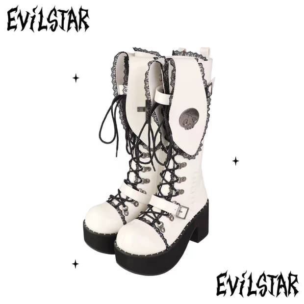 Evilstar 지뢰계 고딕 고스로리 통굽 부츠