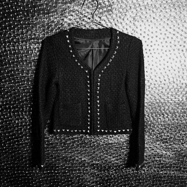 스터드 트위드 자켓