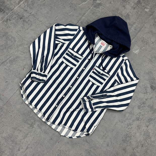 리바이스 스트라이프 후드 셔츠