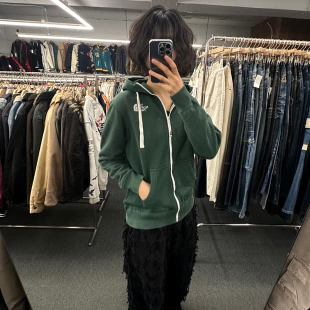 S)The North Face 빈티지 플리스 그린 후드집업