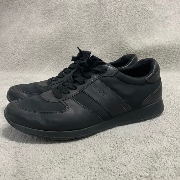 290) 프라다 스포츠 레더 로고 나일론 스니커즈