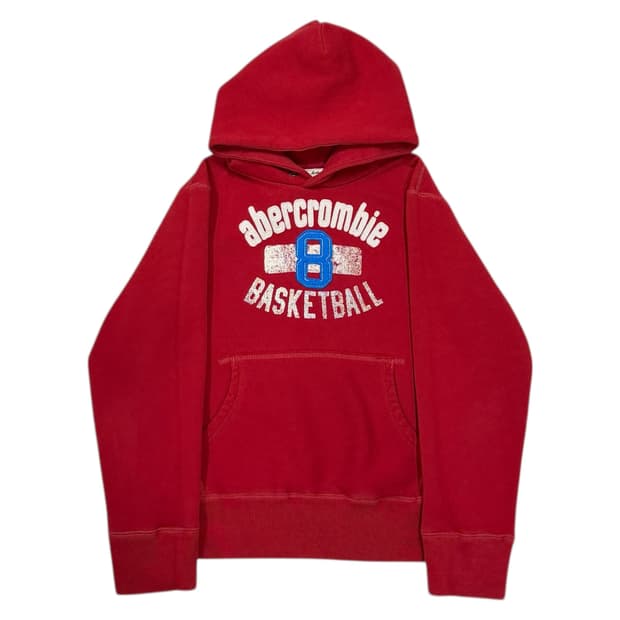 아베크롬비 빈티지 Y2K 딱붙핏 기모 후드티 레드 M