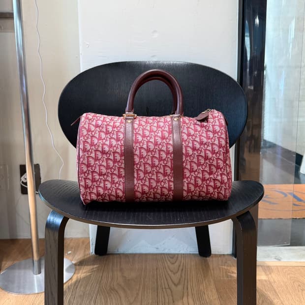 크리스찬 디올 레드 오블리크 트로터 보스턴백 