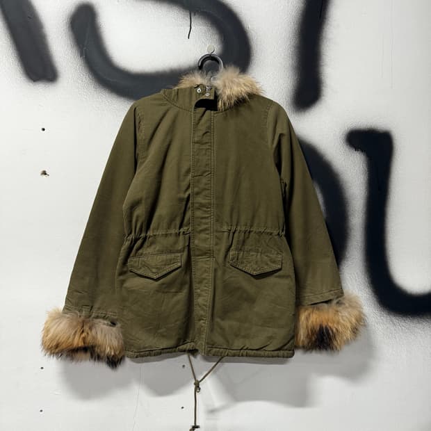 VTG 빈티지 리얼 퍼 디티일 피쉬 테일 플리스 야상 자켓