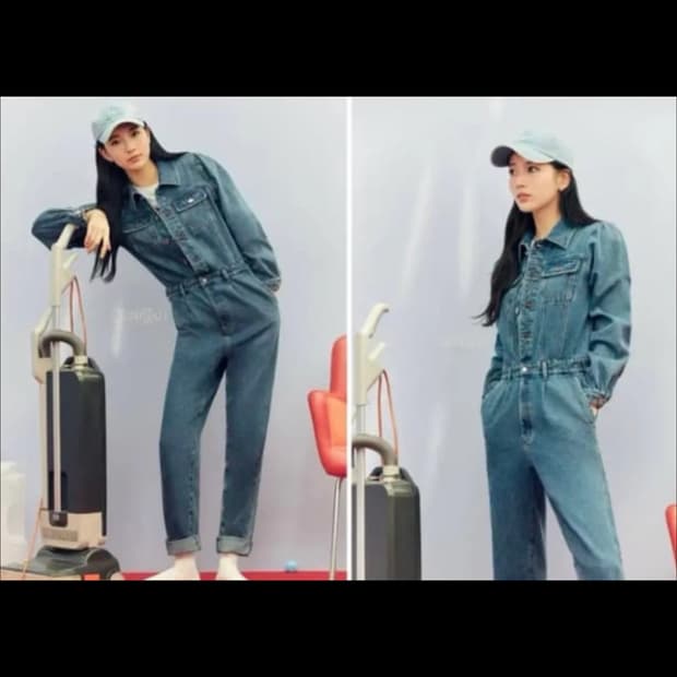 GUESS 데님 점프수트 XS