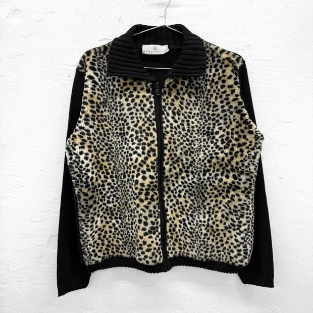 gres tricot 레오파드 퍼 니트 집업