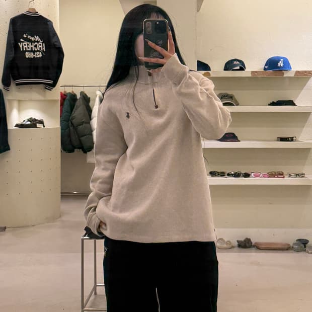 폴로 랄프로렌 하프집업 스웨트 베이지 U955