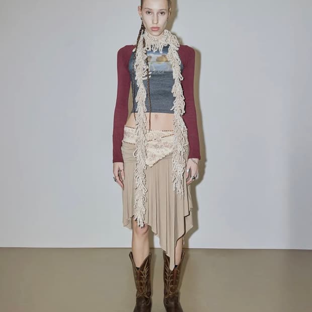 스컬프터 Beaded Jersey Skirt Beige xs