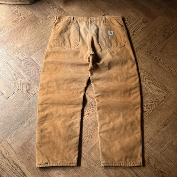 [42]90's 칼하트 Made in USA 퀼팅 라이닝 브라운 워크팬츠