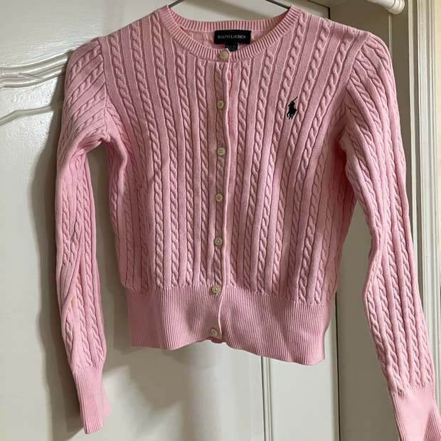 폴로 랄프로렌 핑크 케이블 가디건