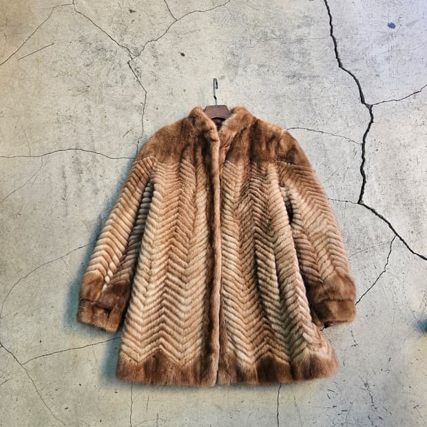 80-90's 셰브론 밍크 퍼 코트