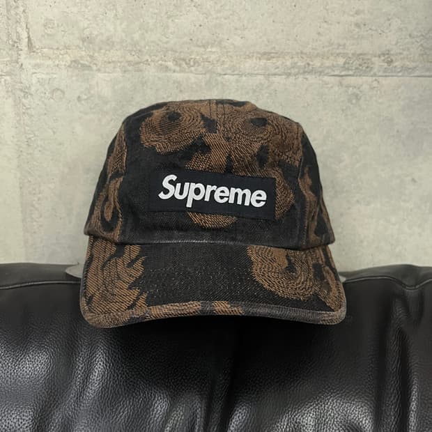 Supreme Flames Jacquard Denim Camp Cap