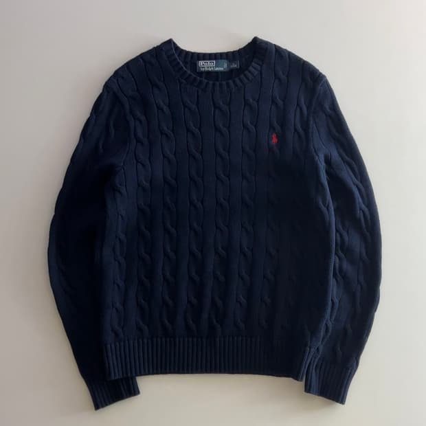폴로 랄프로렌 네이비 케이블 니트 M