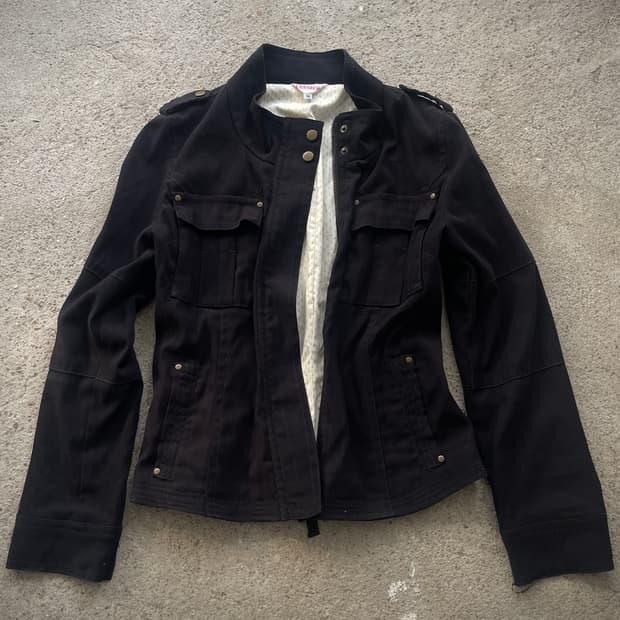 Miltery highneck button jacket