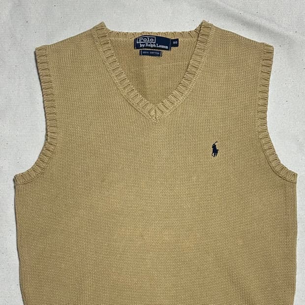 90 폴로랄프로렌 베이지 브이넥 니트 베스트