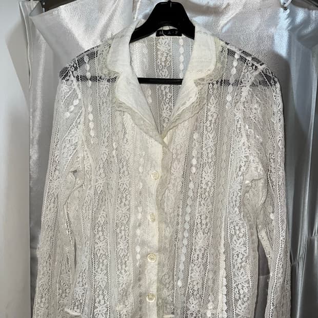 레이스 시스루 셔츠 블라우스