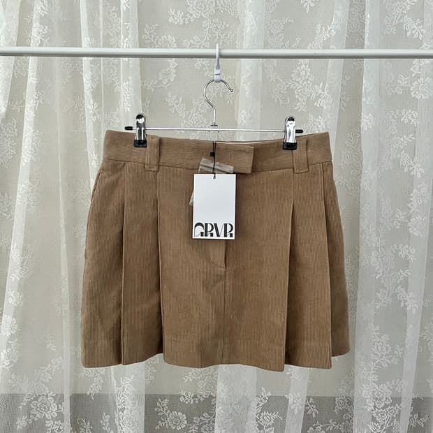 M) 새상품 그로브 코듀로이 플리츠 스커트 베이지