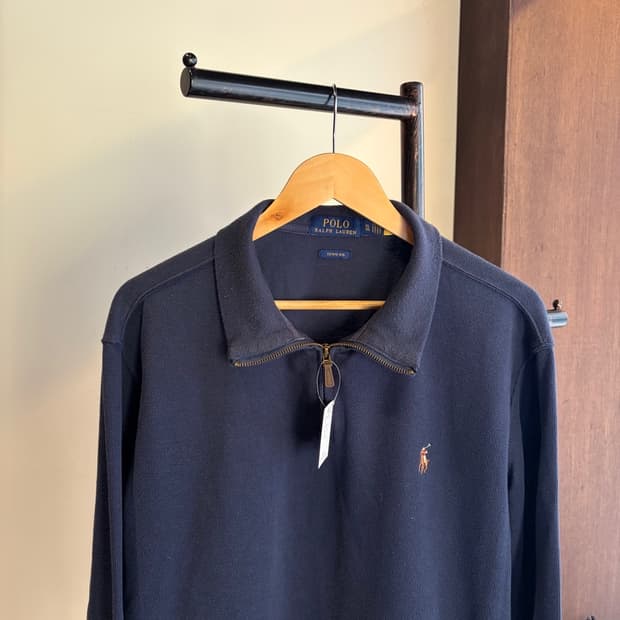 15522 - 폴로 랄프로렌 네이비 반집업 니트