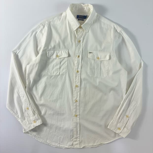 Polo  폴로 랄프로렌 자수 코튼 비치트윌 화이트 셔츠 