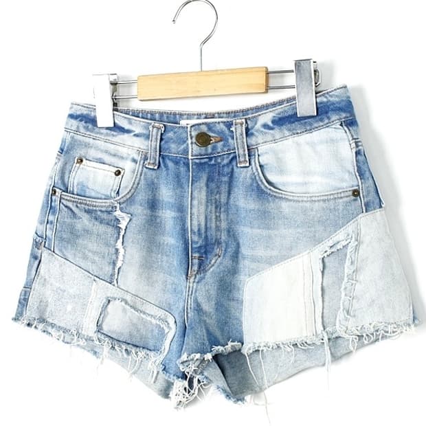 (25) ZARA 자라 패치 포인트 데님 숏 팬츠
