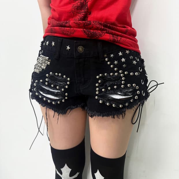 vintage stud punk shorts