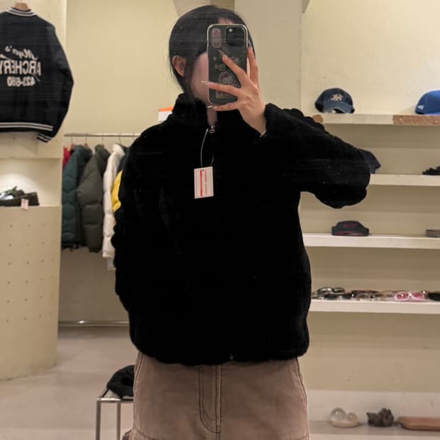 빈티지 블랙 페이크 퍼 자켓 U872