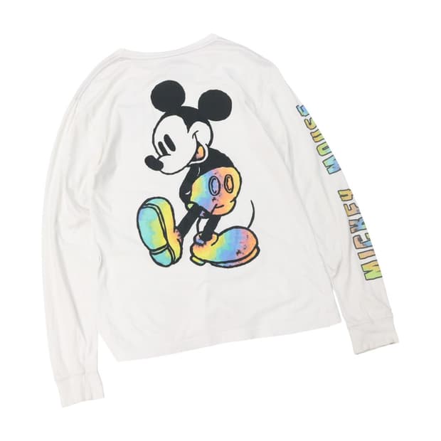 디즈니 정품 빈티지 미키 마우스 레인보우 다이 타이 롱 슬리브 (M)
