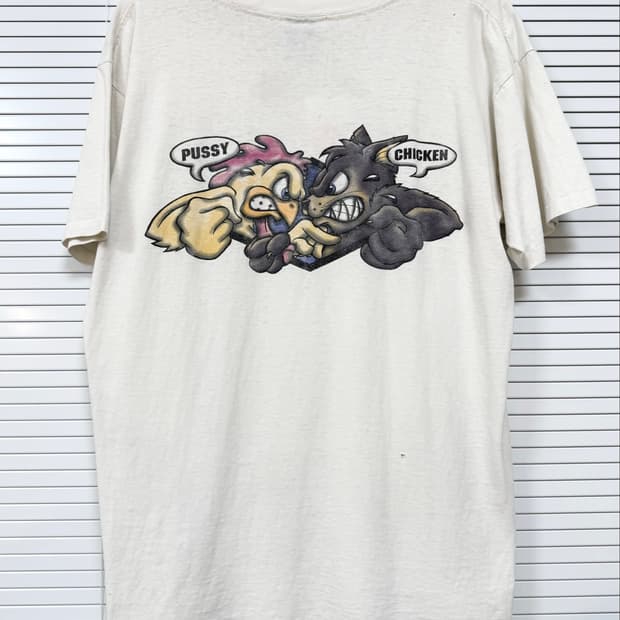 빈티지 90s 노피어 pussy chicken 반팔 티셔츠