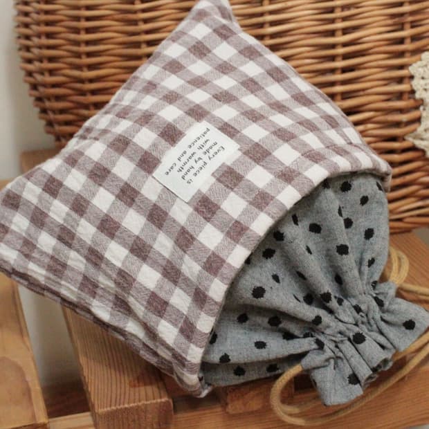 핸드메이드 도트 스트링 파우치 