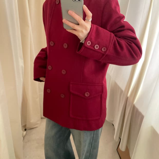 vintage red pea coat