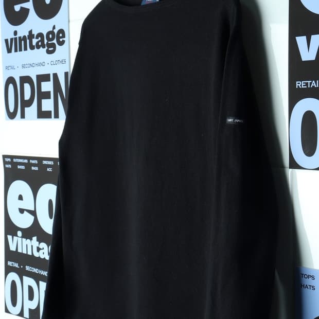 (L-XL) 세인트제임스 긴팔티셔츠 블랙 무지 아메카지-H30012