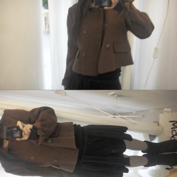 일본 빈티지 쇼트 코트 자켓 아우터 브라운 와투케 모리걸 