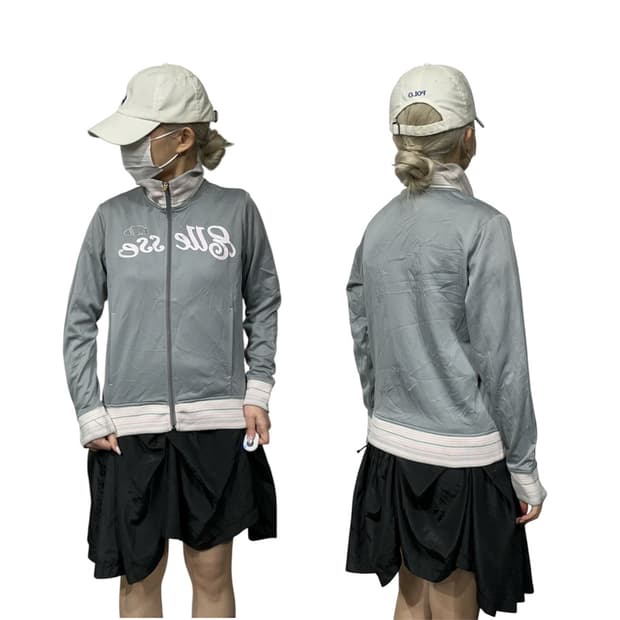 엘레쎄 그레이 딱붙핏 y2k 트랙탑 져지 