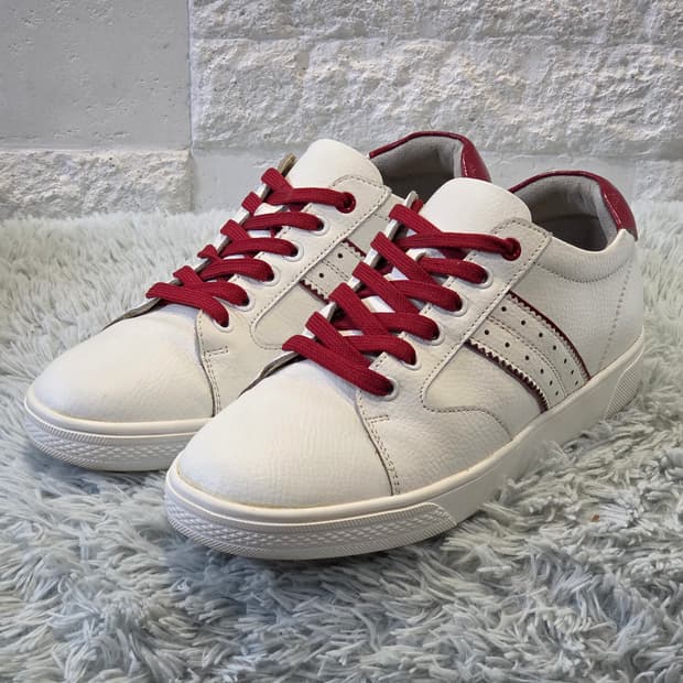 3q-2:니콜리 피지오 이탈리 가죽 스니커즈 화이트-레드 (245mm)