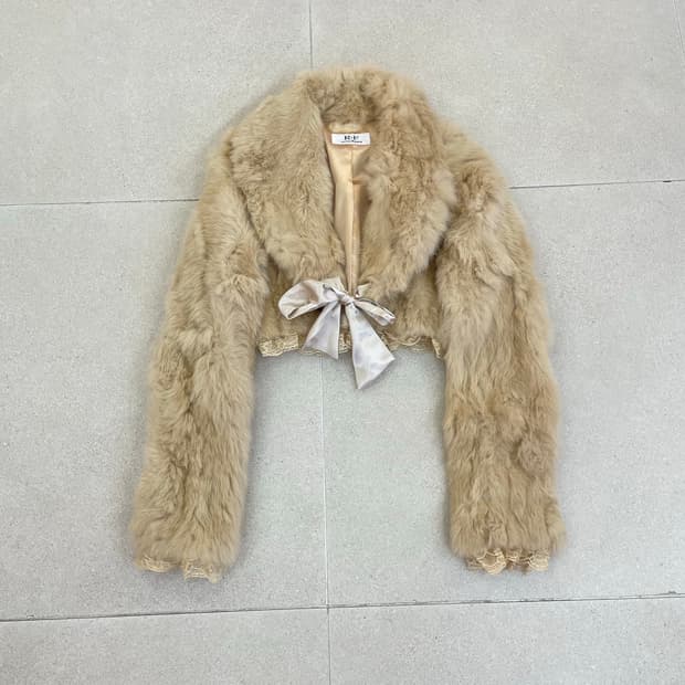 숏 래빗 퍼 자켓