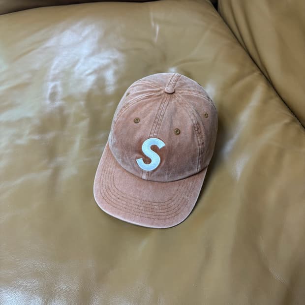 Supreme 슈프림 피그먼트 워시드 탄 S로고 6패널 볼캡 모자 Tan