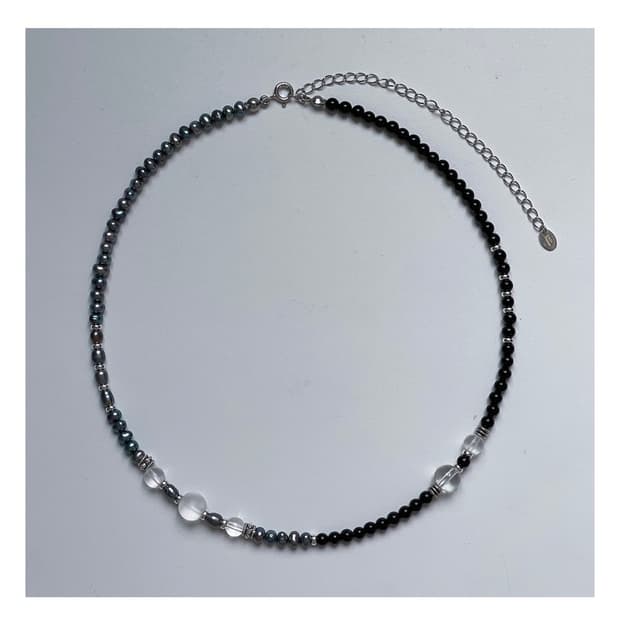 이지띵즈 Half Gemstone Necklace 41cm