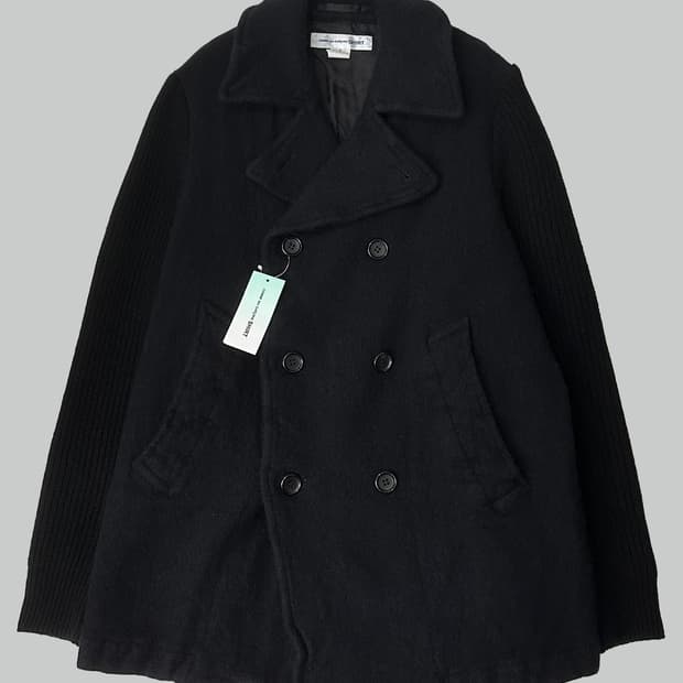 꼼데 가르송 셔츠 축융 울 피코트