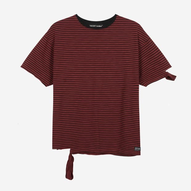 OVAN DAMEGED STRIPE T-SHIRT_[RED]