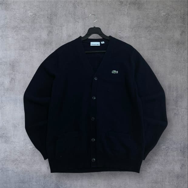 라코스테 스몰 로고 블랙 가디건