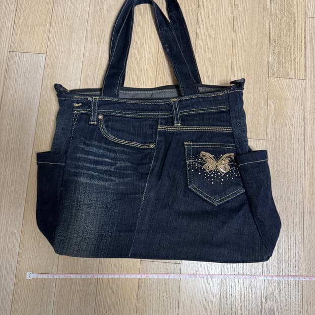 일본 빈티지 Y2K 나비자수 데님백