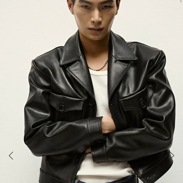 세비지 밀리터리 레더 자켓