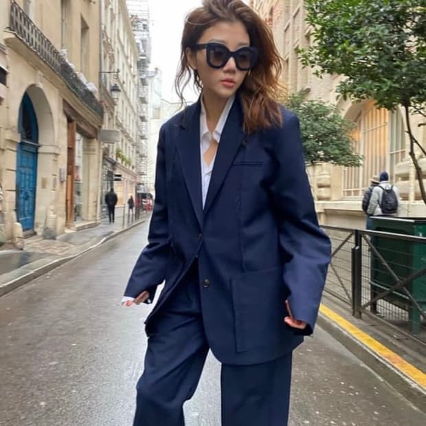 마뗑킴 러프자켓 네이비