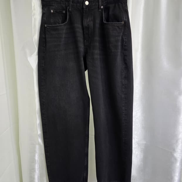 자라 블랙 워싱 와이드 데님 팬츠 (1441)