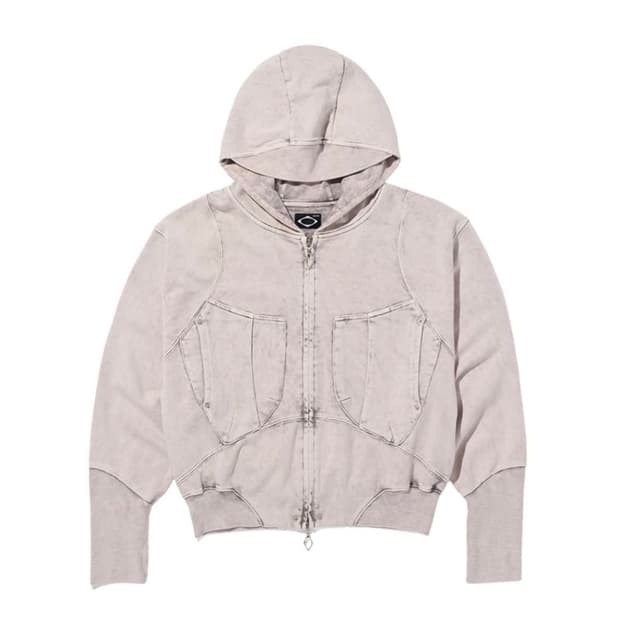 미스치프 빅 포켓 후드 블리치드 핑크 그레이 M