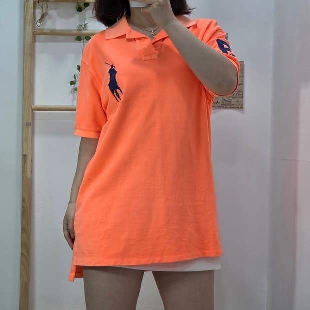 [프립]L/폴로 랄프로렌 빅포니 반팔 카라티 (네온 오렌지)