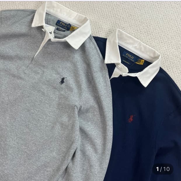 폴로 랄프로렌 22FW 아이코닉 솔리드 럭비셔츠 그레이 xl 팝니당