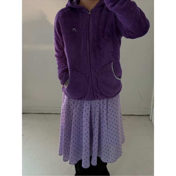 일본빈티지 퍼플 후리스 후디집업